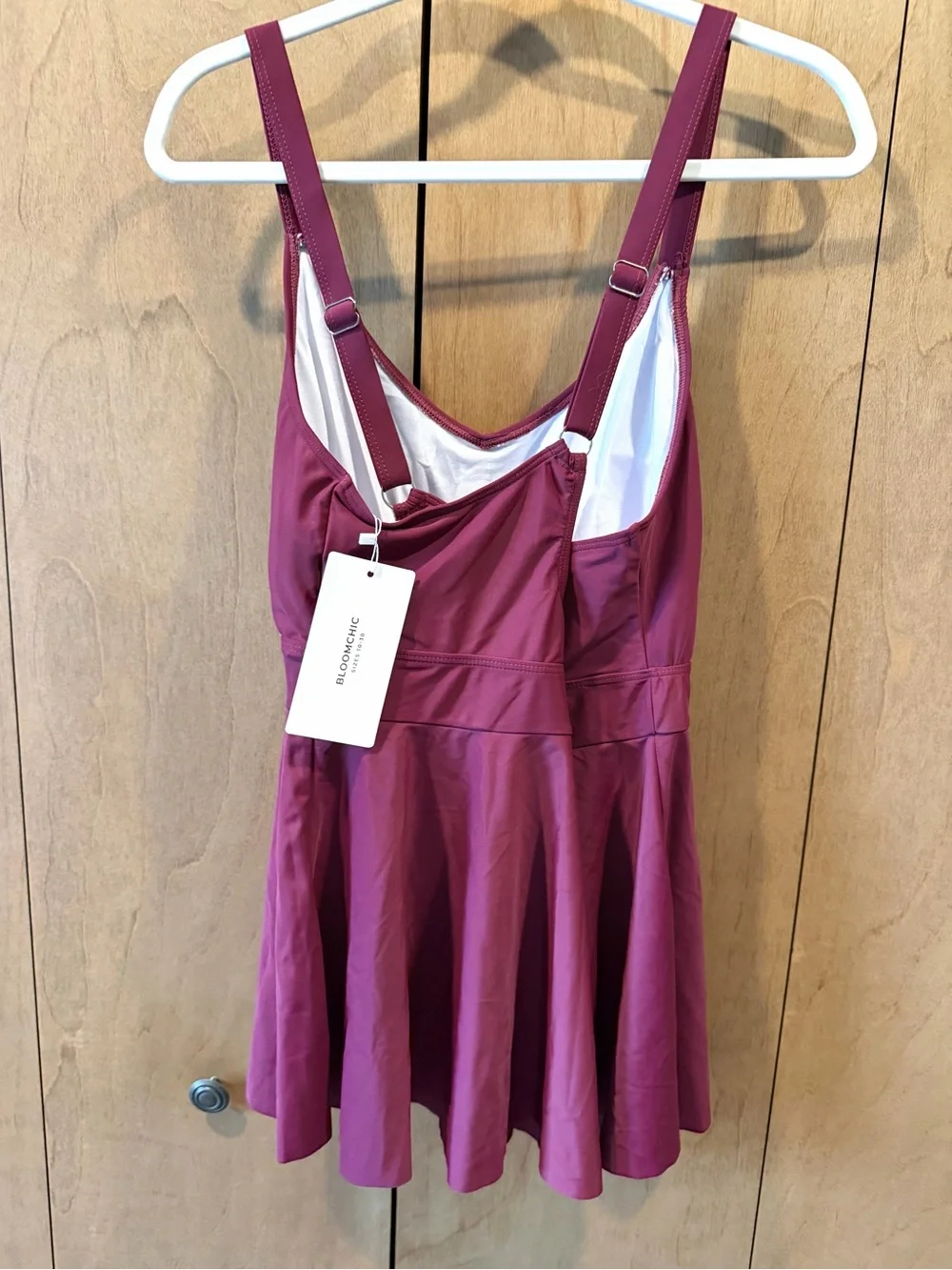 BloomChic NWT 14-16 deep wine Skirted Swim top